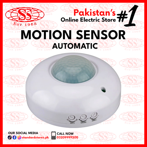 SIC Ceiling Wall 360 Degree Intelligent PIR Motion Sensor Light Switch with adjustable Smart Automatic on/off Function AC 110V -240V for Home, Offices and shops for security and electricity saving, standard stores, standard electric co.