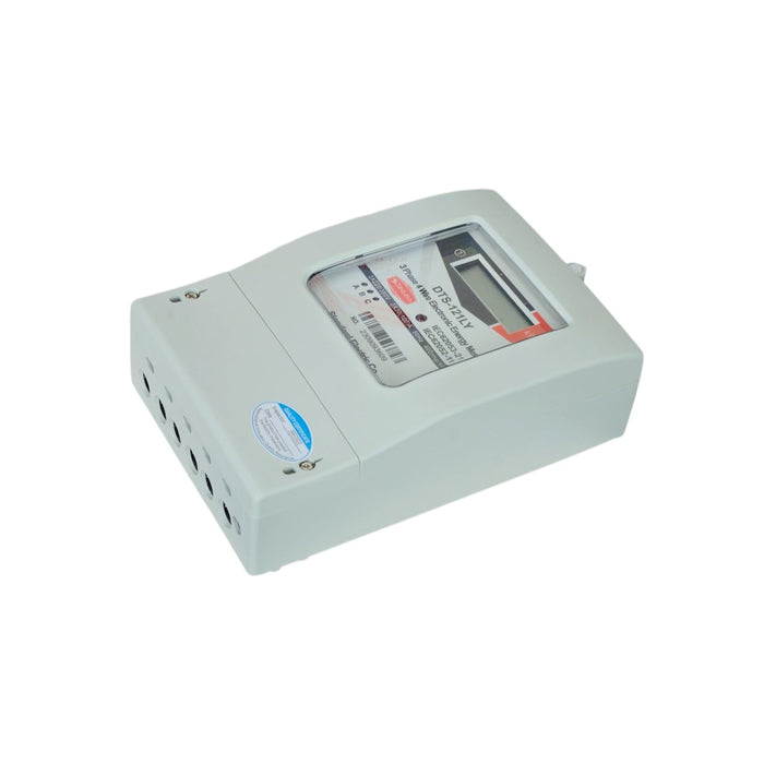 Electronic device with a digital display on a white background