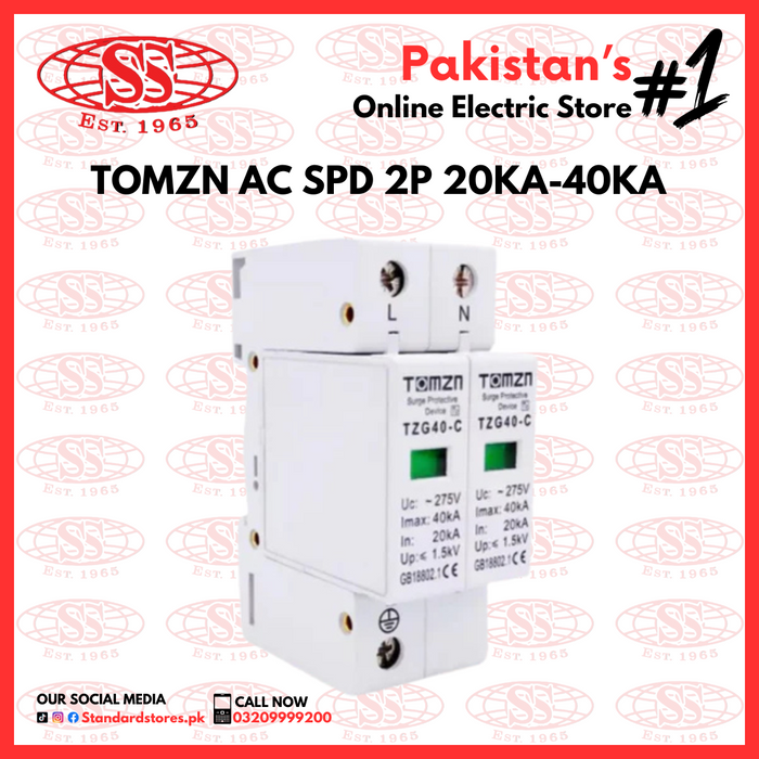 TOMZN AC SPD 2P 20KA-40KA, standard stores, standard electric co.