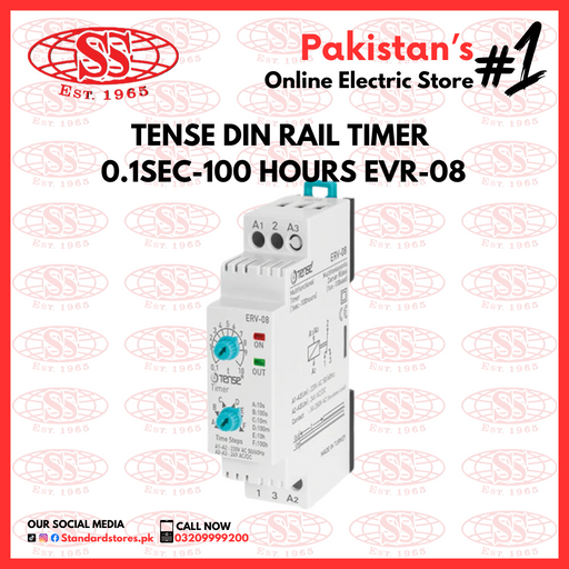 Tense Din Rail Timer (0.1 Sec-100 Hrs) EVR-08, standard stores, standard electric co.