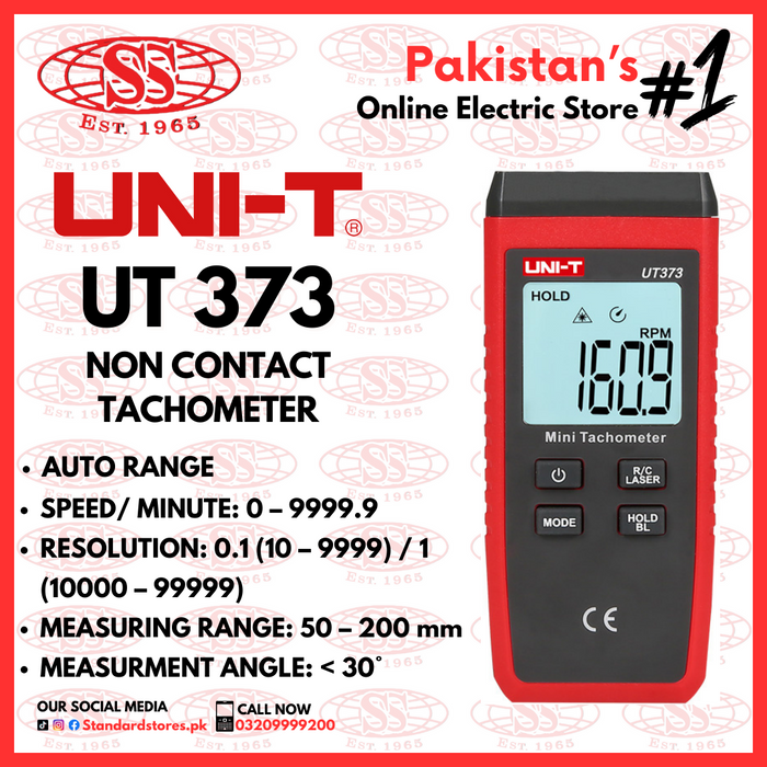 Digital Non Contact Tachometer / RPM Meter UT 373 UNI-T