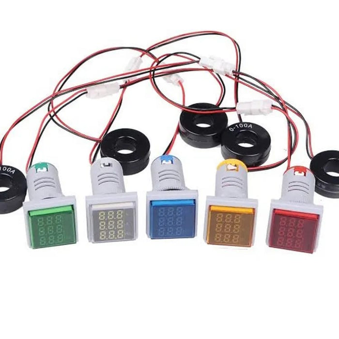 LED Indicator 3 IN 1 Square 22mm Amp/Volt/Hz