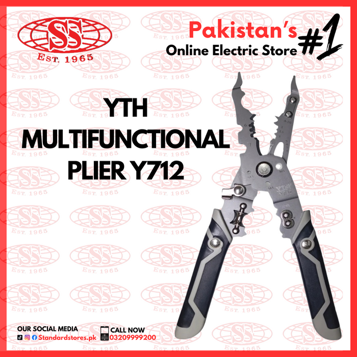 YTH Y712 Multi-Functional Stripping Cutter Pliers, standard electric, standard electric co