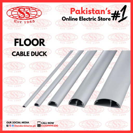 Floor Cable Duct Office Floor Trunk  Wide Grey Floor Cable Duct with Guard Self-Adhesive Cable raceway 6 ft gray, standard stores, standard electric co.