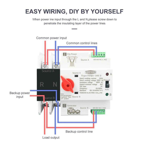  Changeover aTS 2p 63amp 125a tomzn standard  automatic transfer switch electric standard stores